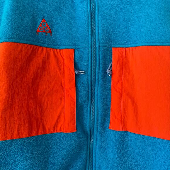 Nike ACG Blue Orange Polar Fleece Full Zip Jacket Gorpcore Men's size Large - Picture 5 of 10